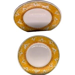 Set of 2 Pier One Moroccan Antiqued Gold DINNER Plates 10.5"